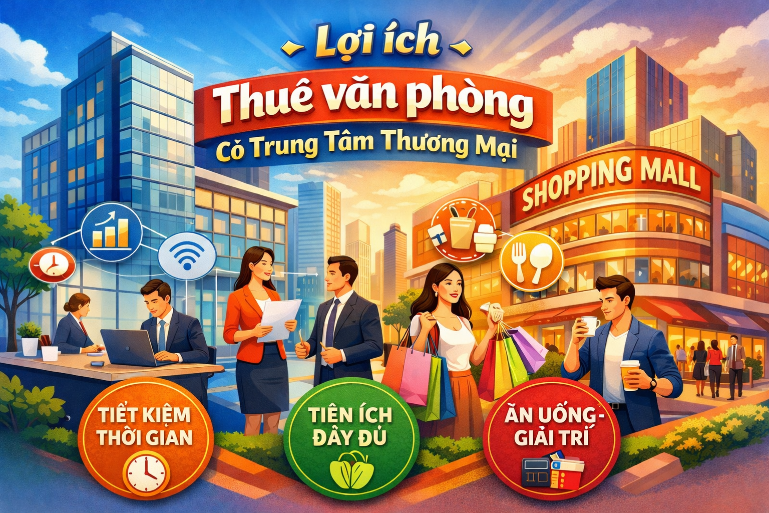 Lợi ích khi thuê văn phòng có TTTM